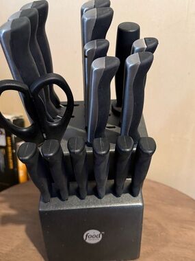 Food Network Black Kitchen Knife Block Set with Scissors